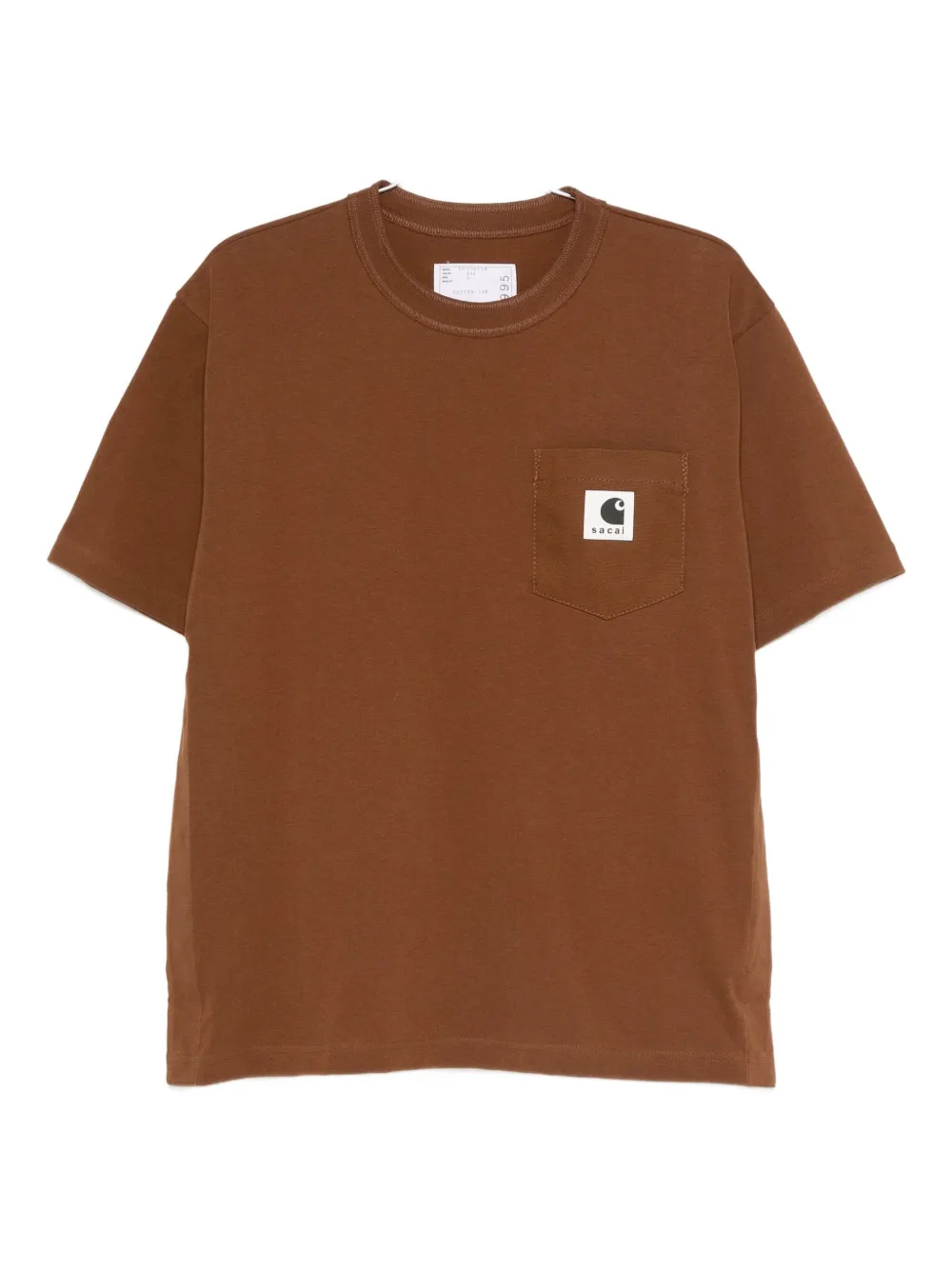 Sacai Logo-patch T-shirt In Brown