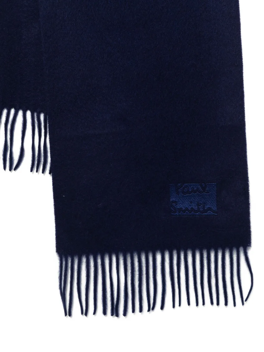 Paul Smith fringed-trim cashmere scarf - Blauw