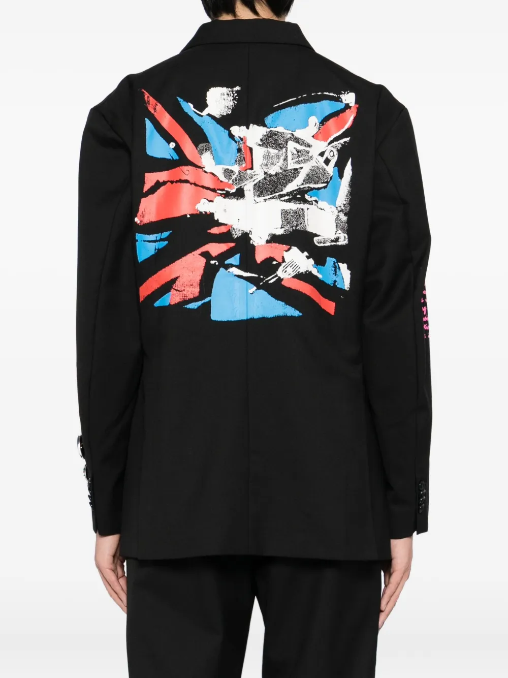 Kidill Graphic-print Double-breasted Blazer In Black