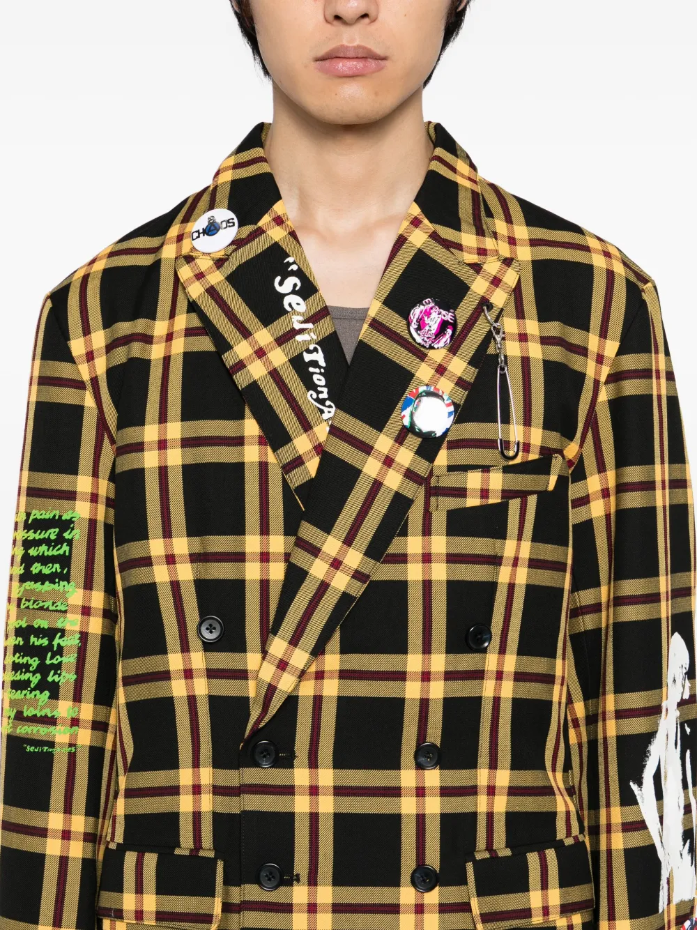 Kidill Checked-print Double Breasted Blazer In Multi