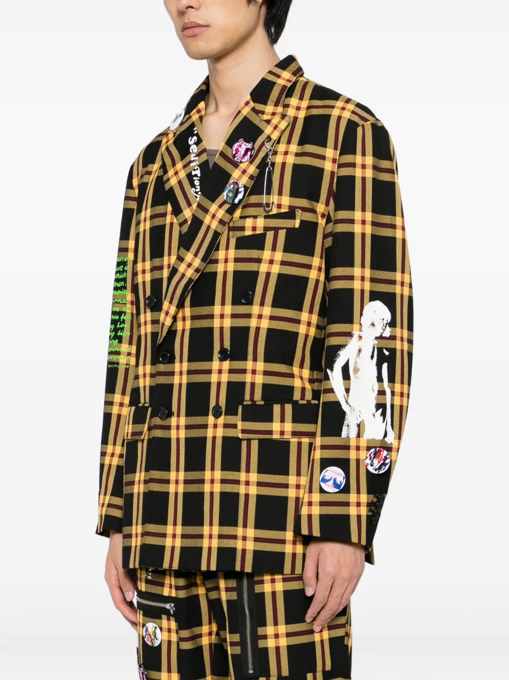 Kidill Checked-print Double Breasted Blazer In Multi