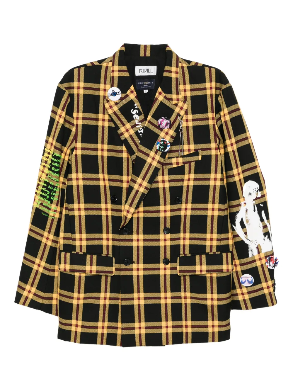 Kidill checked-print double breasted blazer | Yellow | Image 1