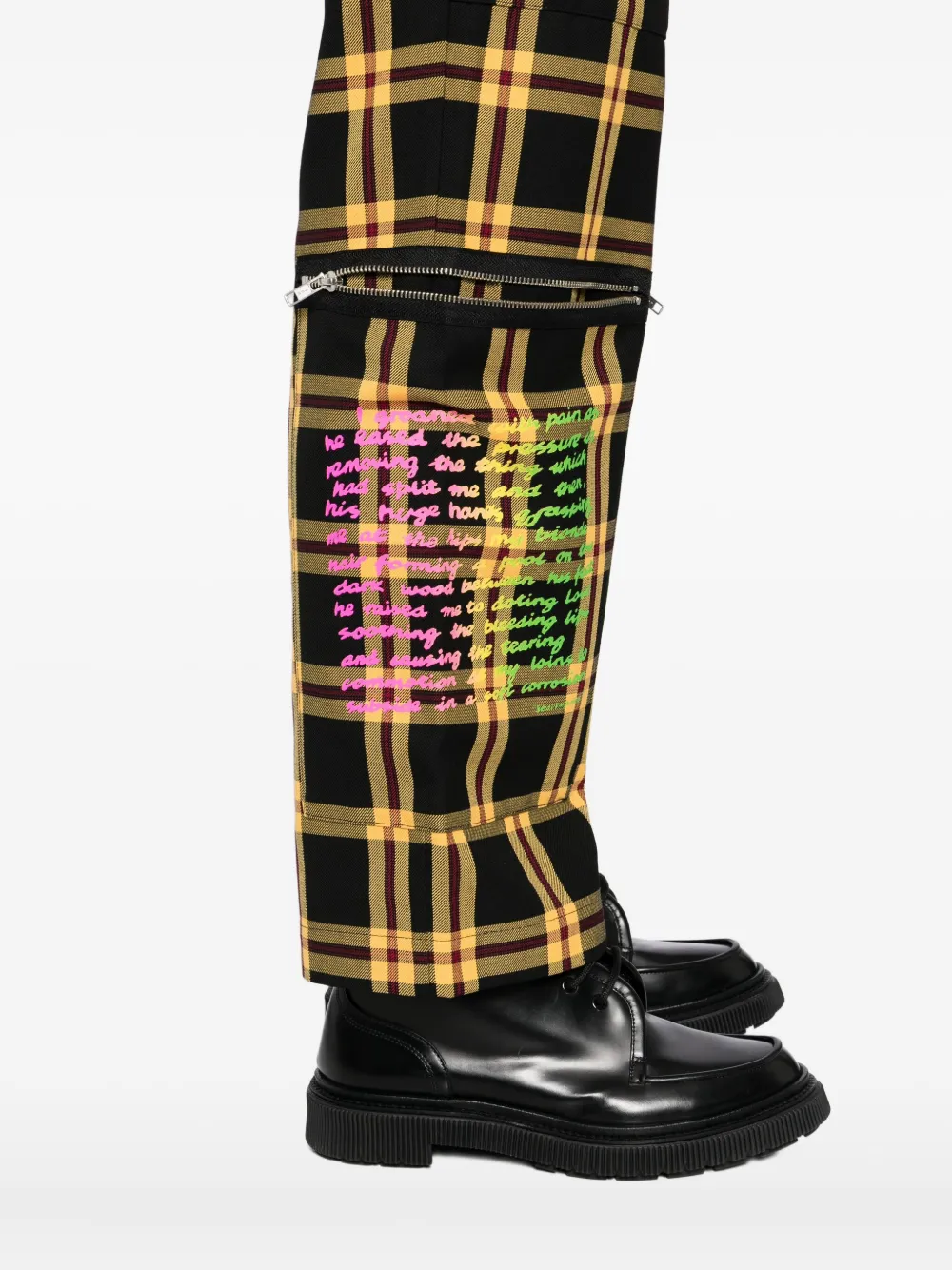 Kidill Tartan-check Straight-leg Trousers In Yellow