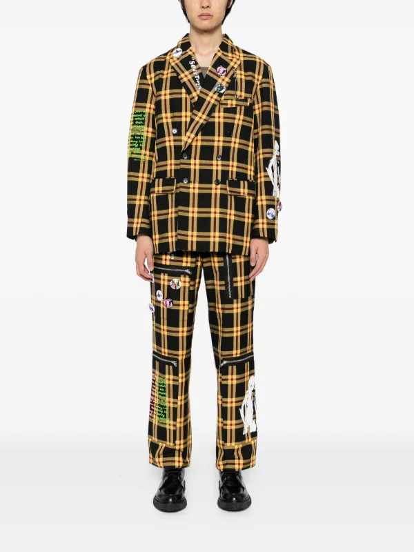 KIDILL 22ss チェックパンツ Kidill チェック テーパードパンツ | イエロー | FARFETCH JP