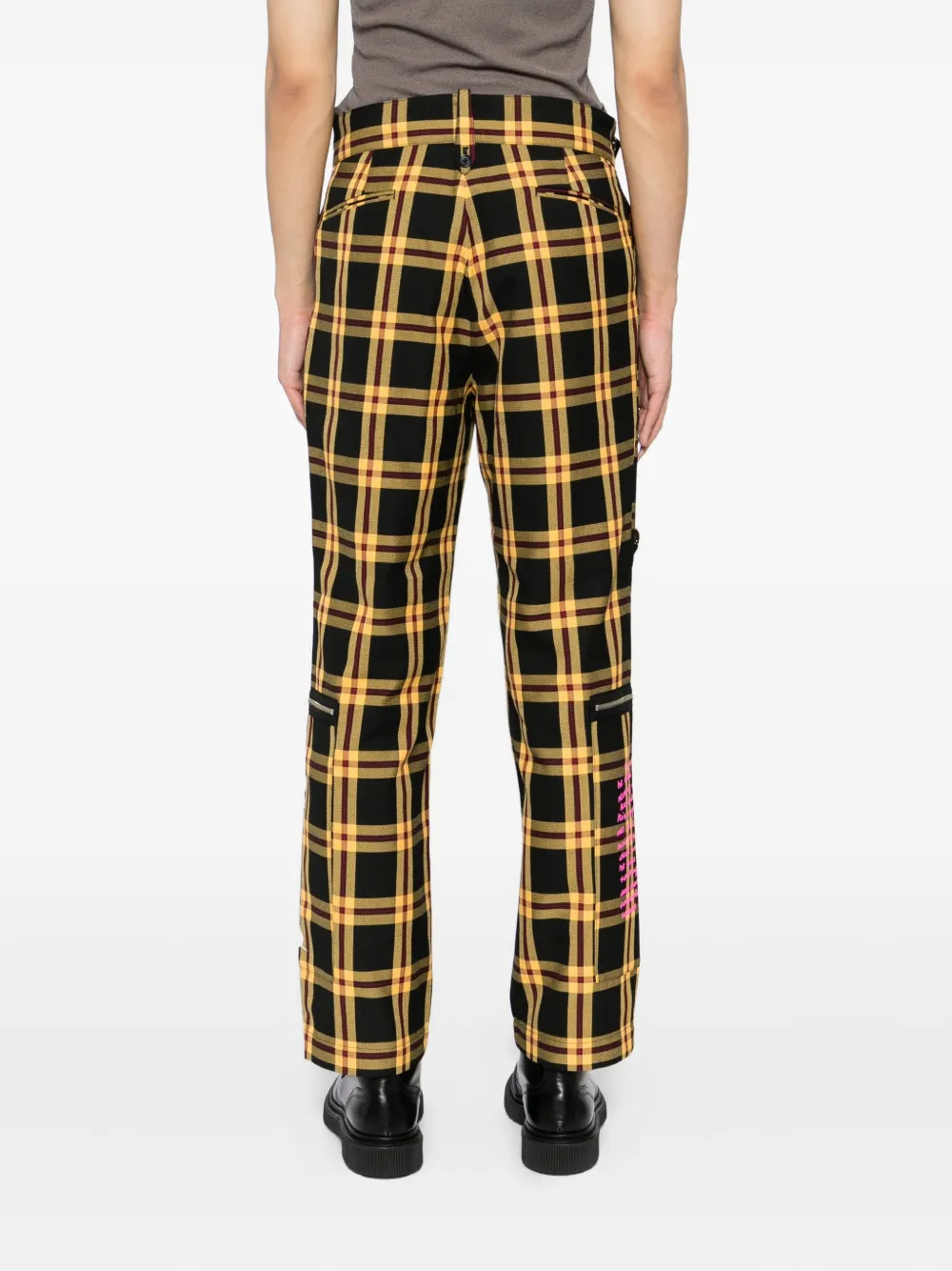 Kidill Tartan-check Straight-leg Trousers In Yellow