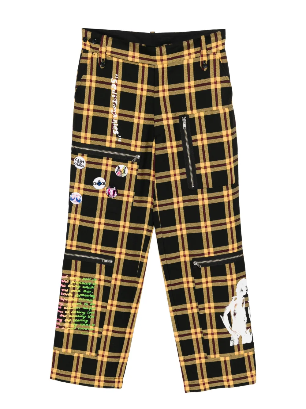 Kidill Tartan-check Straight-leg Trousers In Yellow