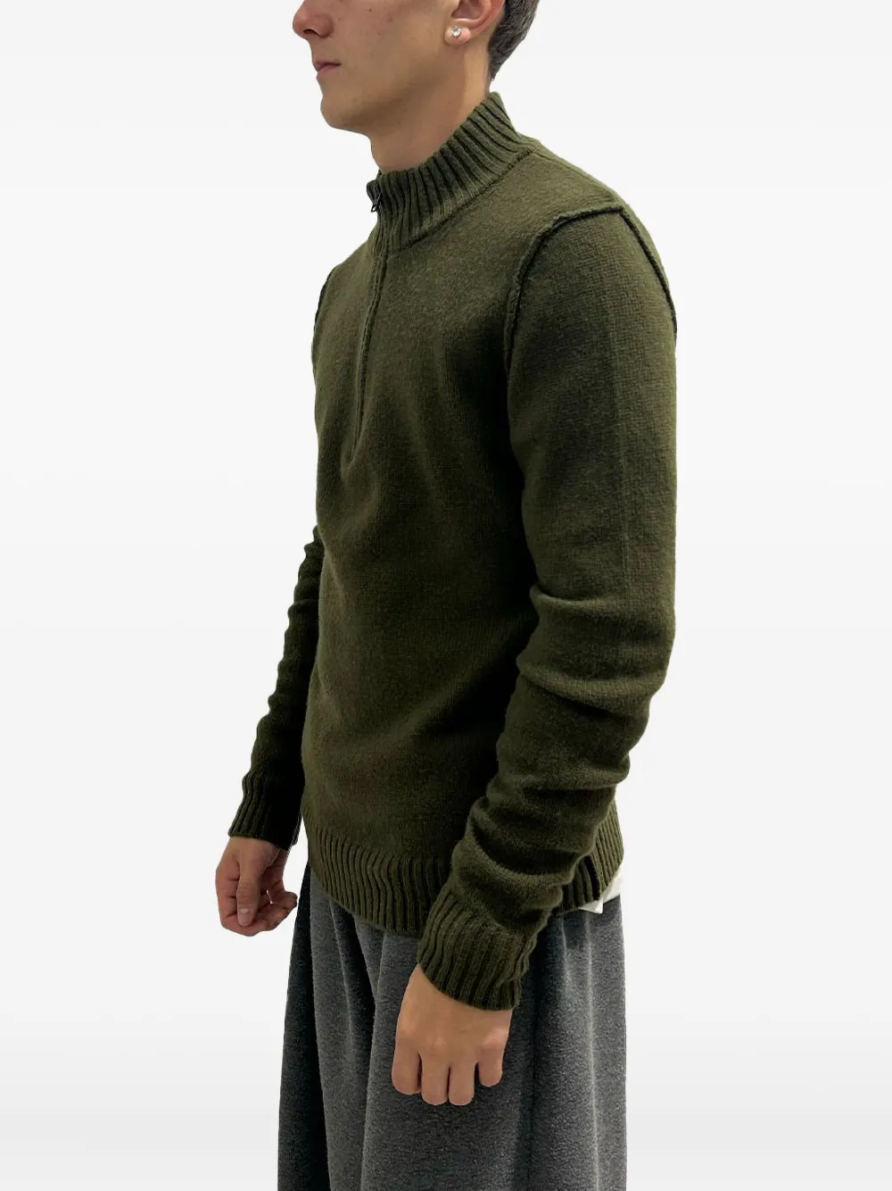 RAYNE 1896 Wollen sweater met rits - Groen