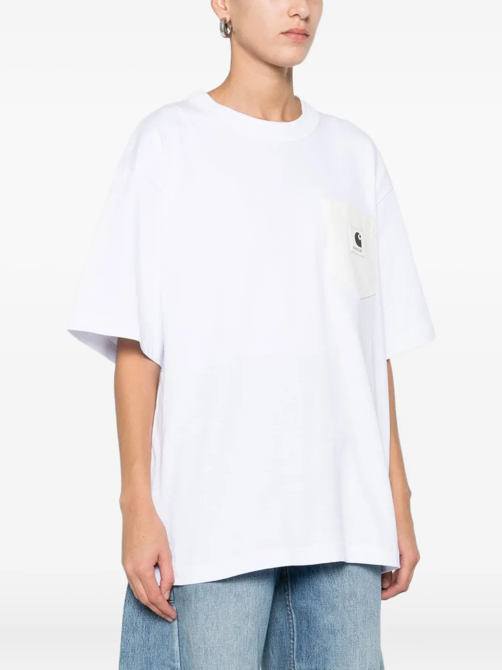 Sacai Logo-patch T-shirt In White