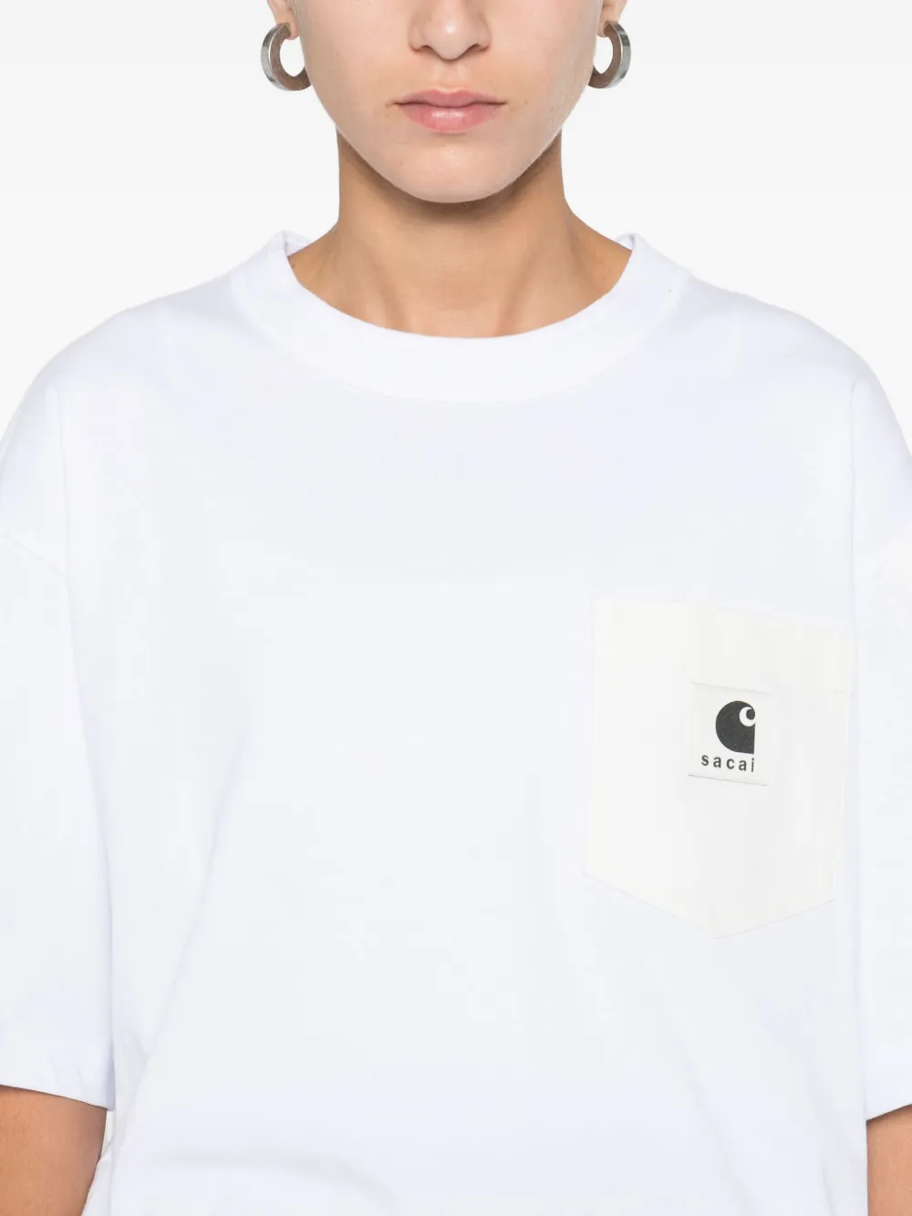 Sacai Logo-patch T-shirt In White