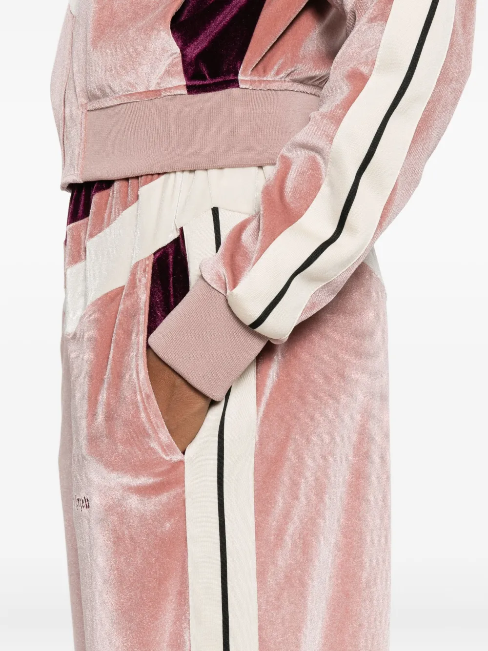 Palm Angels Stripe-detail Chenille Track Pants In Pink