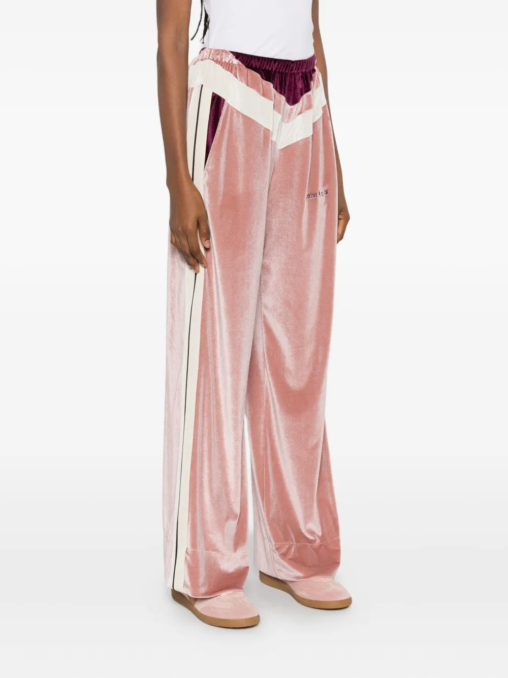 Palm Angels Stripe-detail Chenille Track Pants In Pink