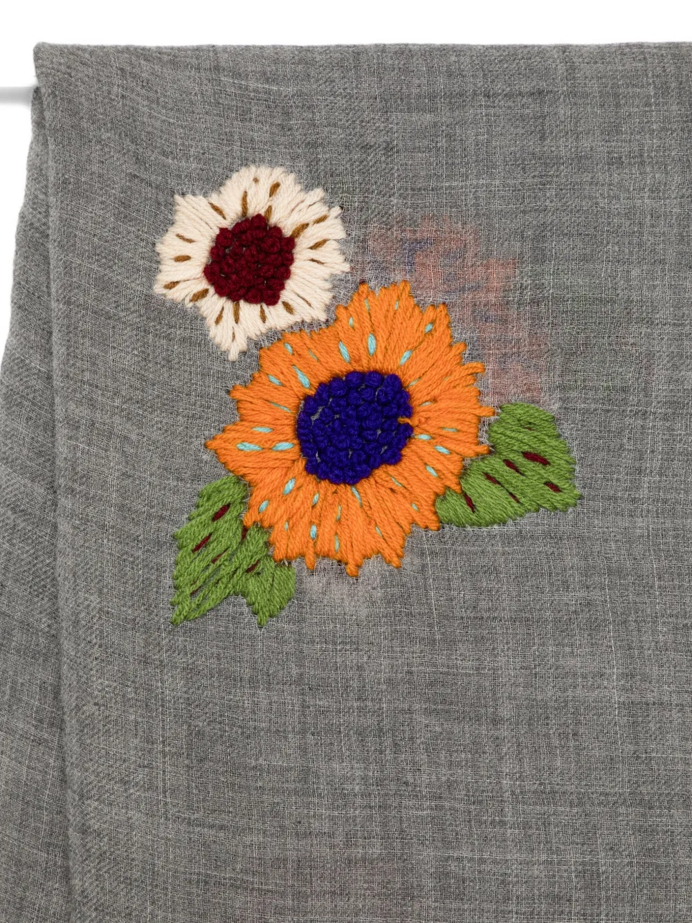 SGOMBERO CANTINE floral-embroidered scarf - Grijs