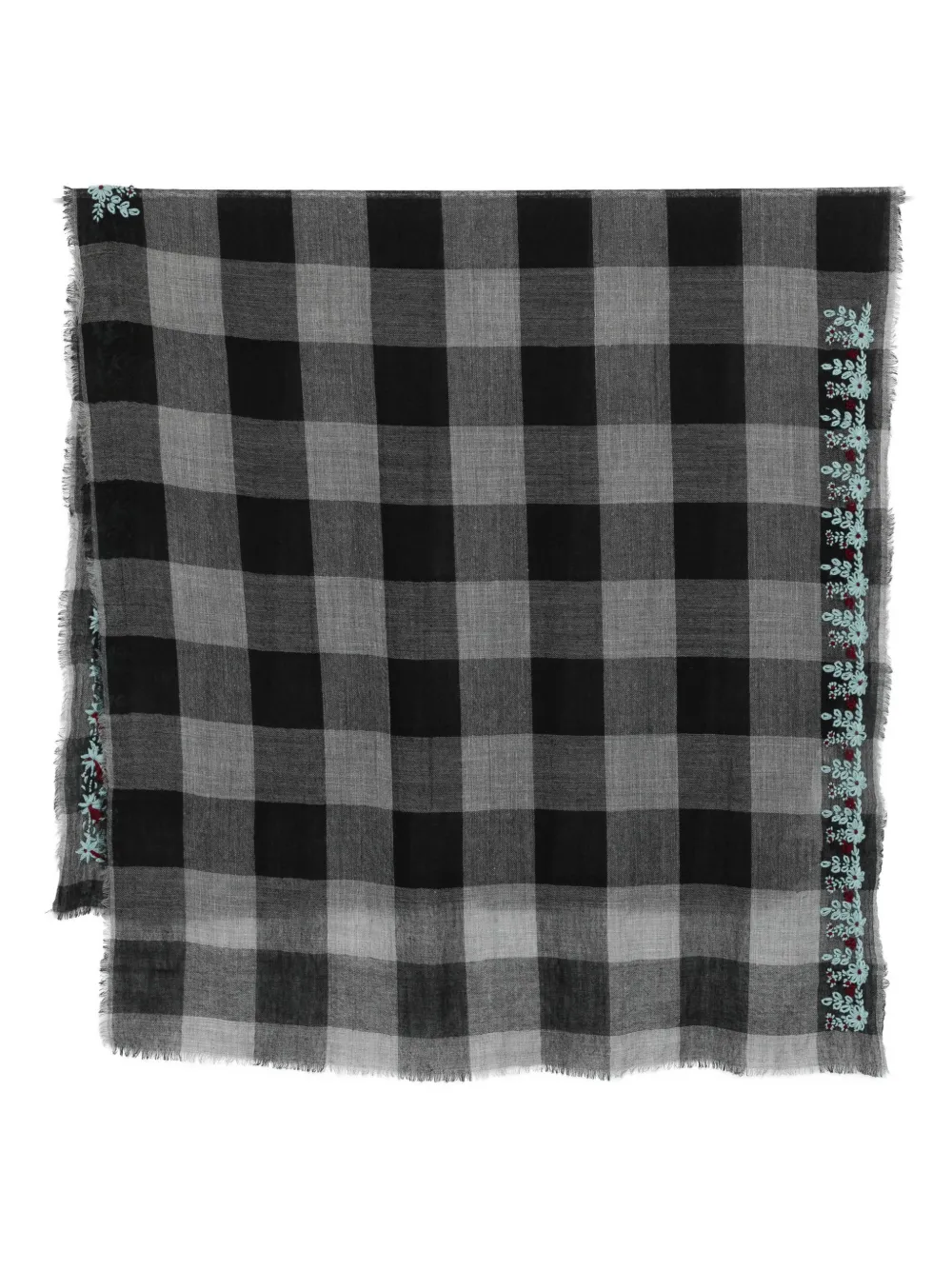 SGOMBERO CANTINE floral-embroidered checked scarf | Black | Image 1