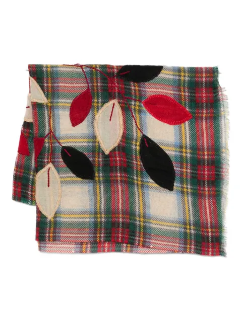 SGOMBERO CANTINE leaf-appliqué plaid scarf