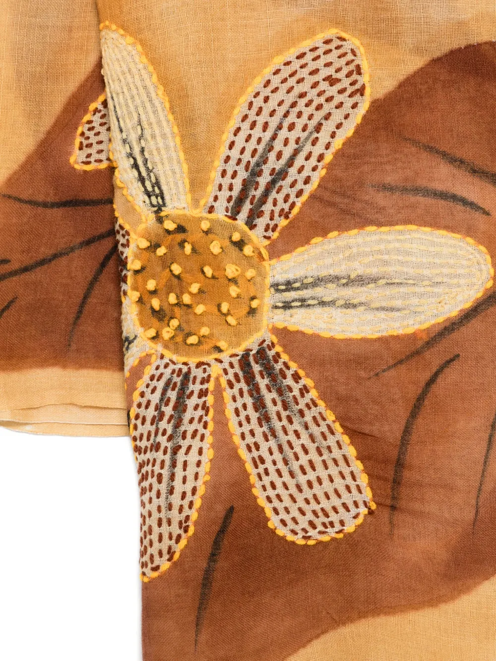 SGOMBERO CANTINE floral-print fringed scarf - Beige