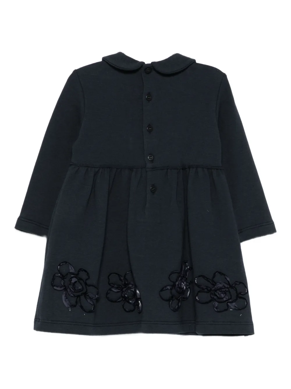 Il Gufo flower-appliqué dress - Blauw