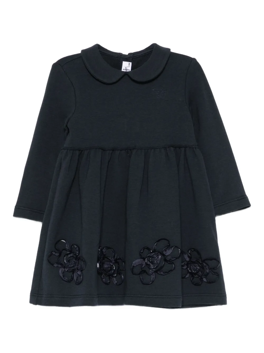 Il Gufo flower-appliqué dress - Blue