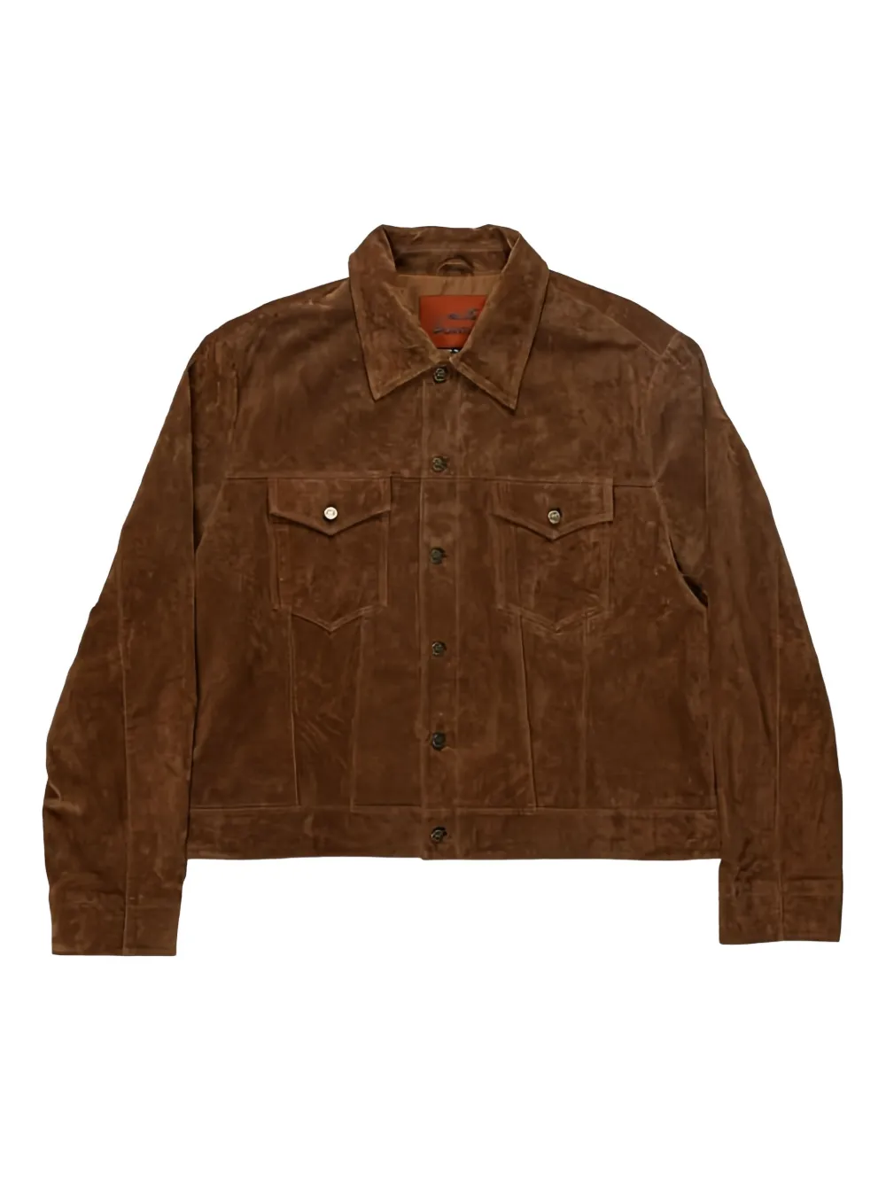 Goodies Sportive Leather Shirt Jacket In Brown