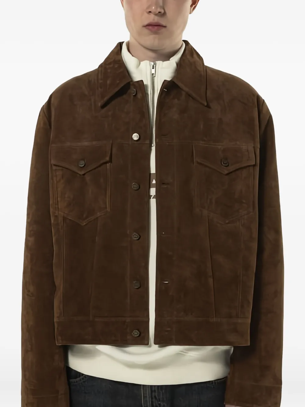 Goodies Sportive Leather Shirt Jacket In Brown