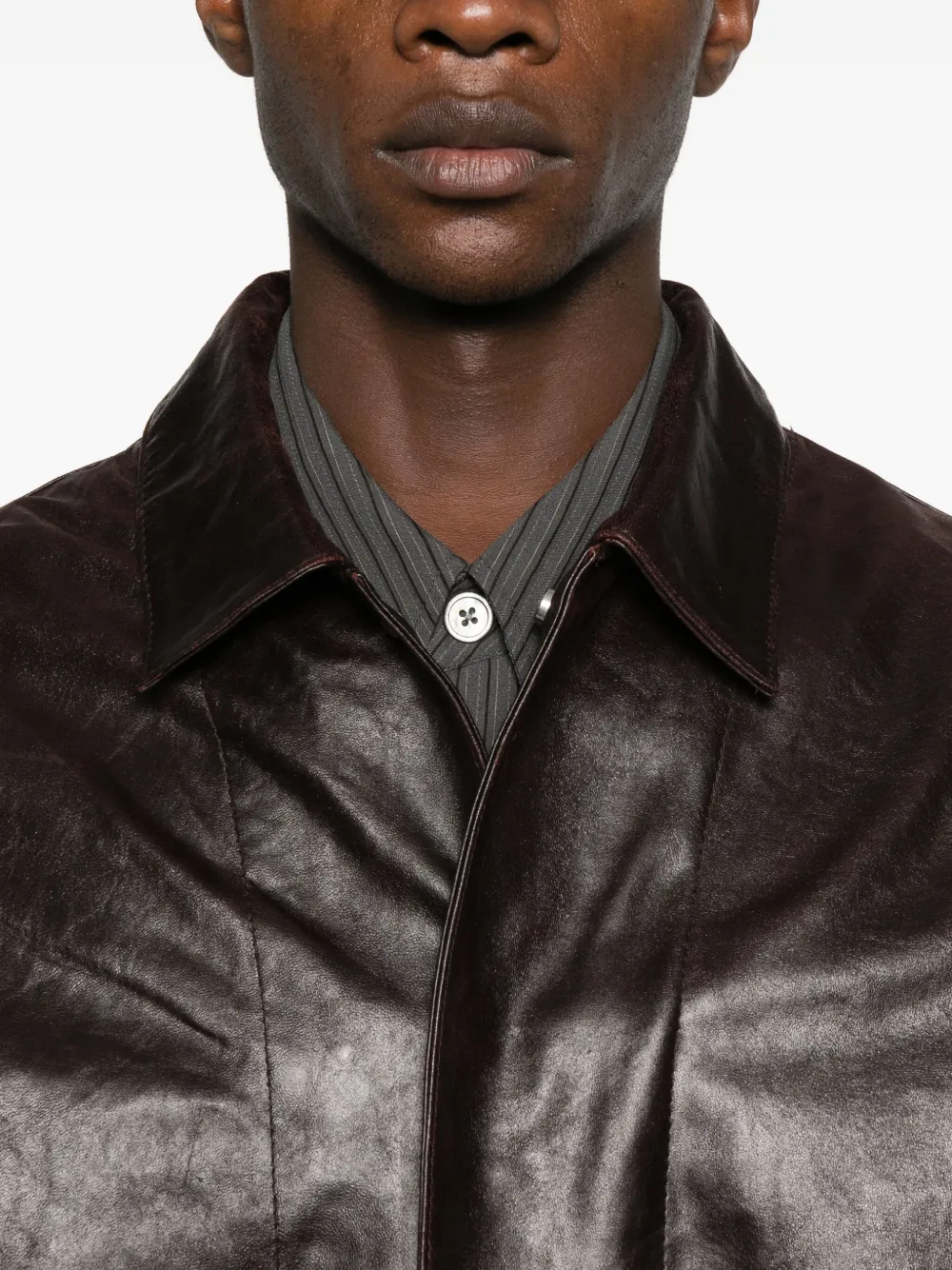 Hope For Men Saturn Leather Jacket In Brown