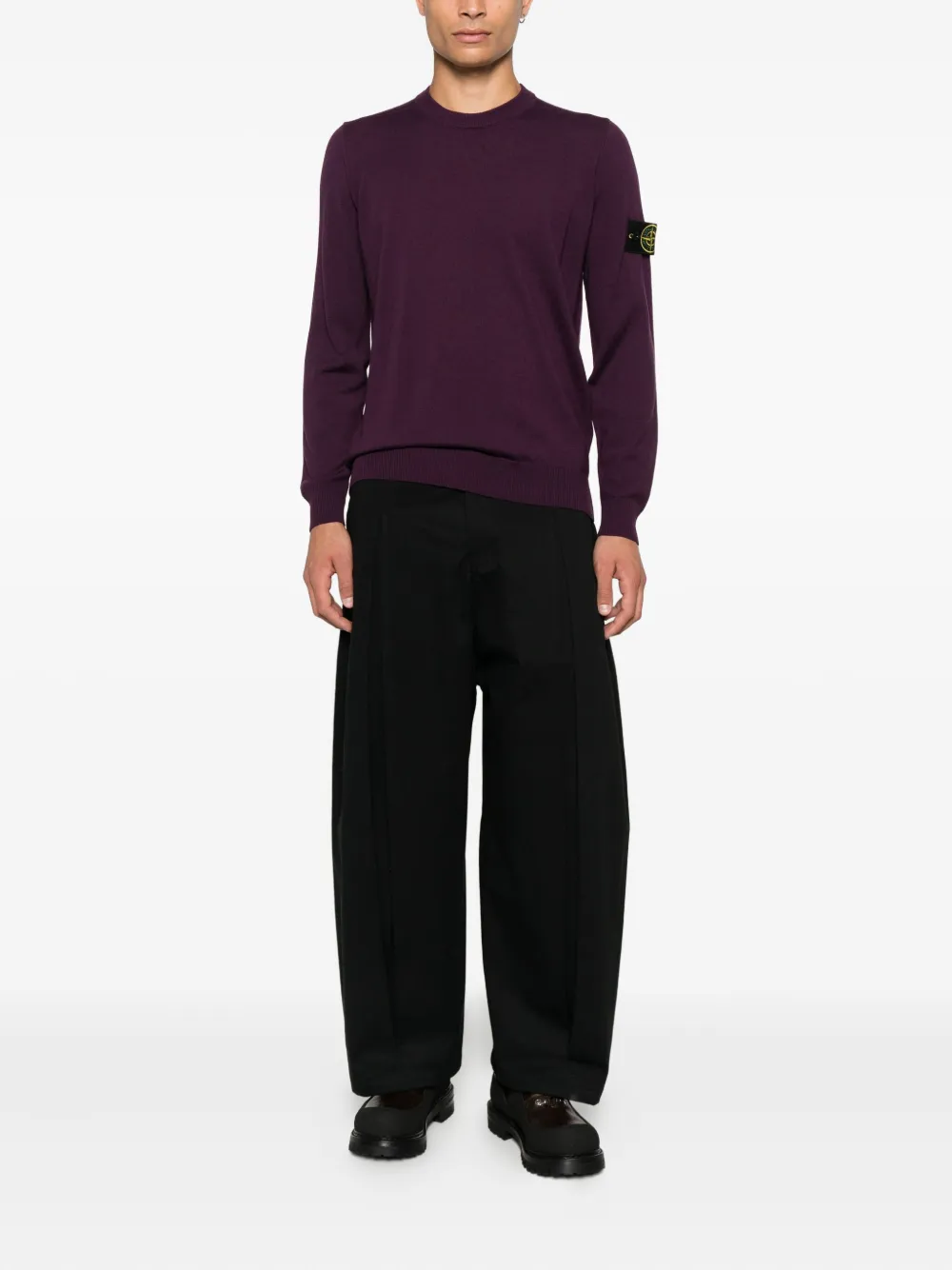 Stone Island crew-neck wool sweater - Paars