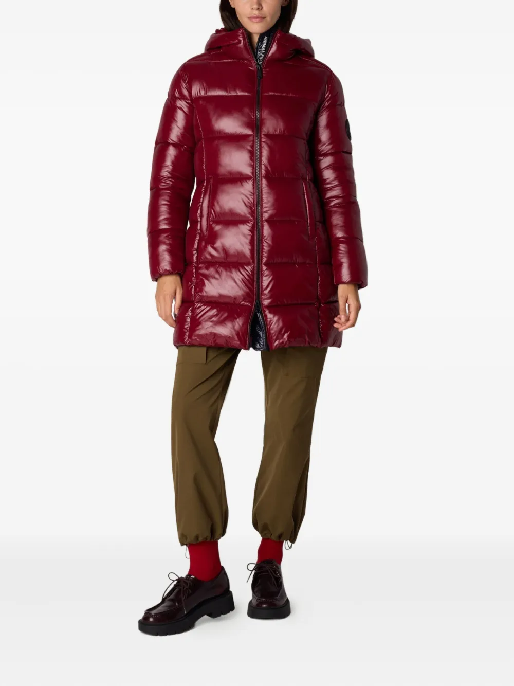 Save The Duck Hooded Padded Coat In Red