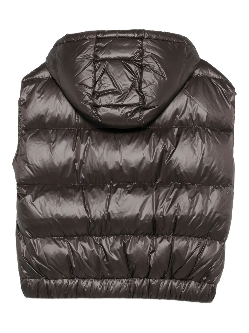 Antonelli Cropped Puffer Jacket With Quilted Design And Adjustable Hood In Brown