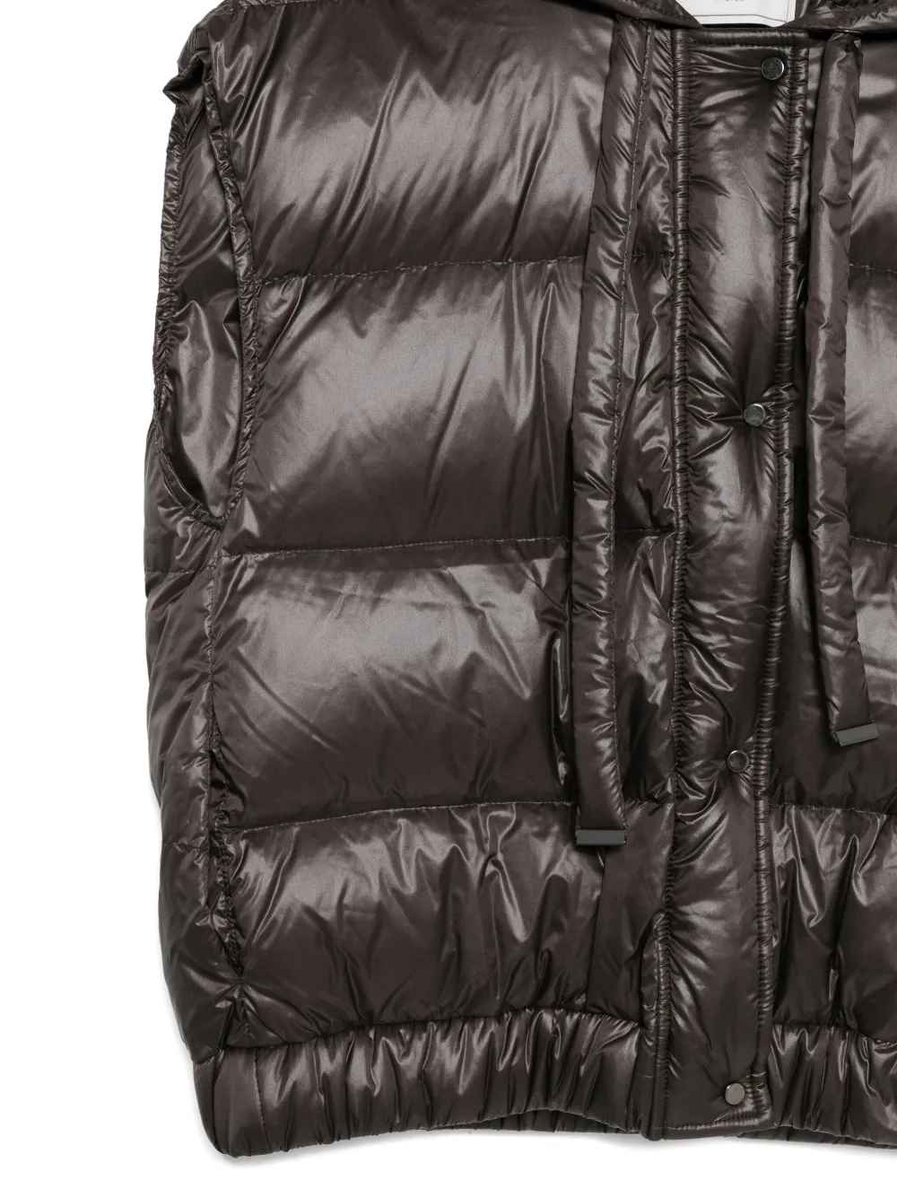 Antonelli Cropped Puffer Jacket With Quilted Design And Adjustable Hood In Brown