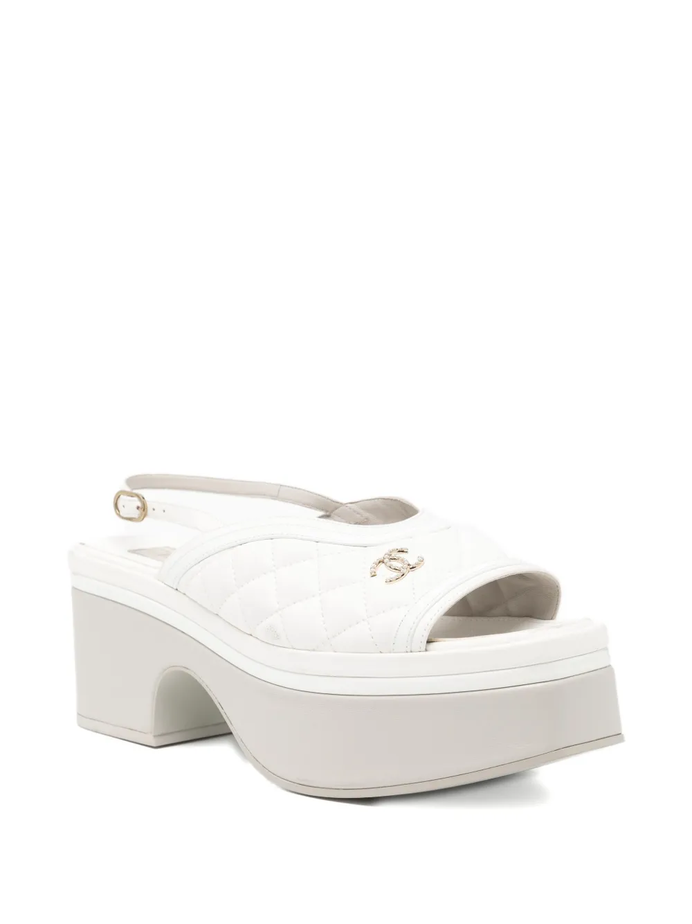 CHANEL Pre-Owned 60 mm Matelasse sandalen - Wit