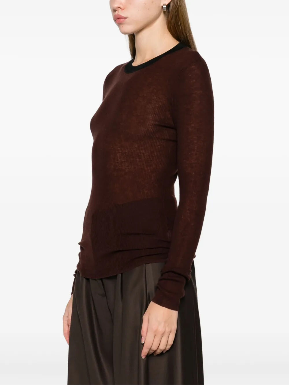  6397 Stripe-detail Jumper - Brown 
