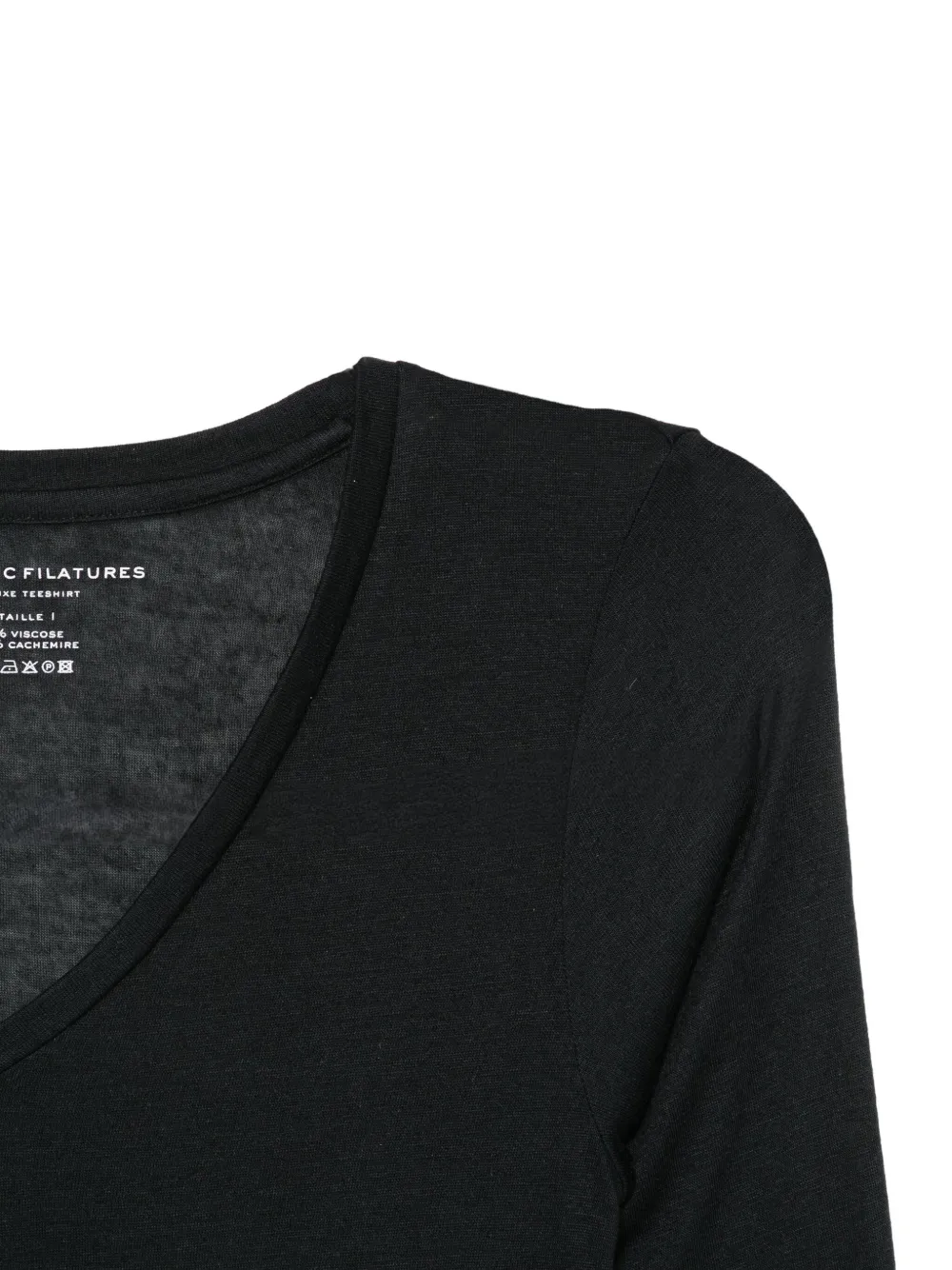 Majestic Filatures T-shirt met V-hals Zwart