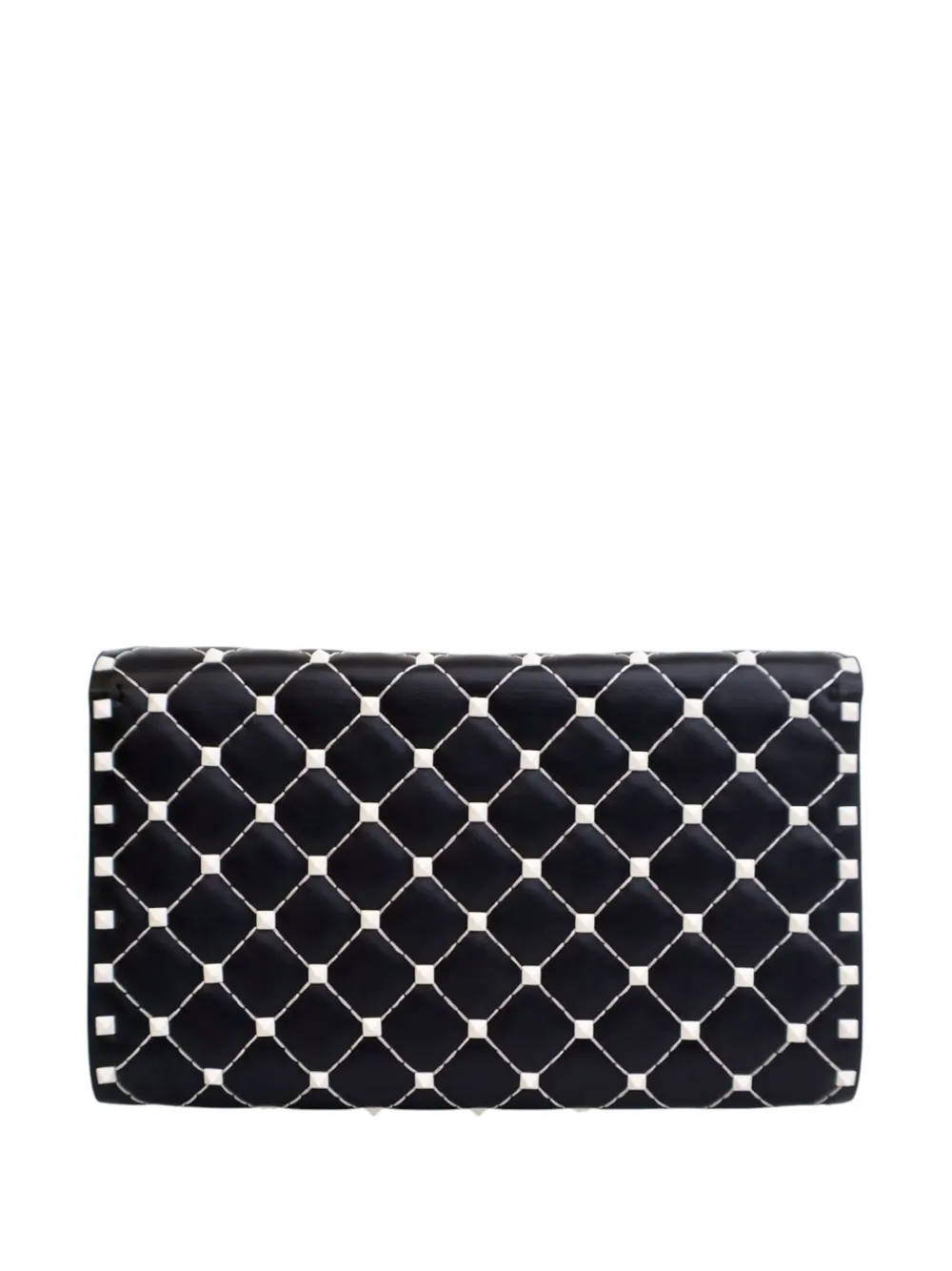 Pre-owned Valentino Garavani 2000-2017 Quilted Lambskin Free Rockstud Spike Wallet On Chain Crossbody Bag In Black