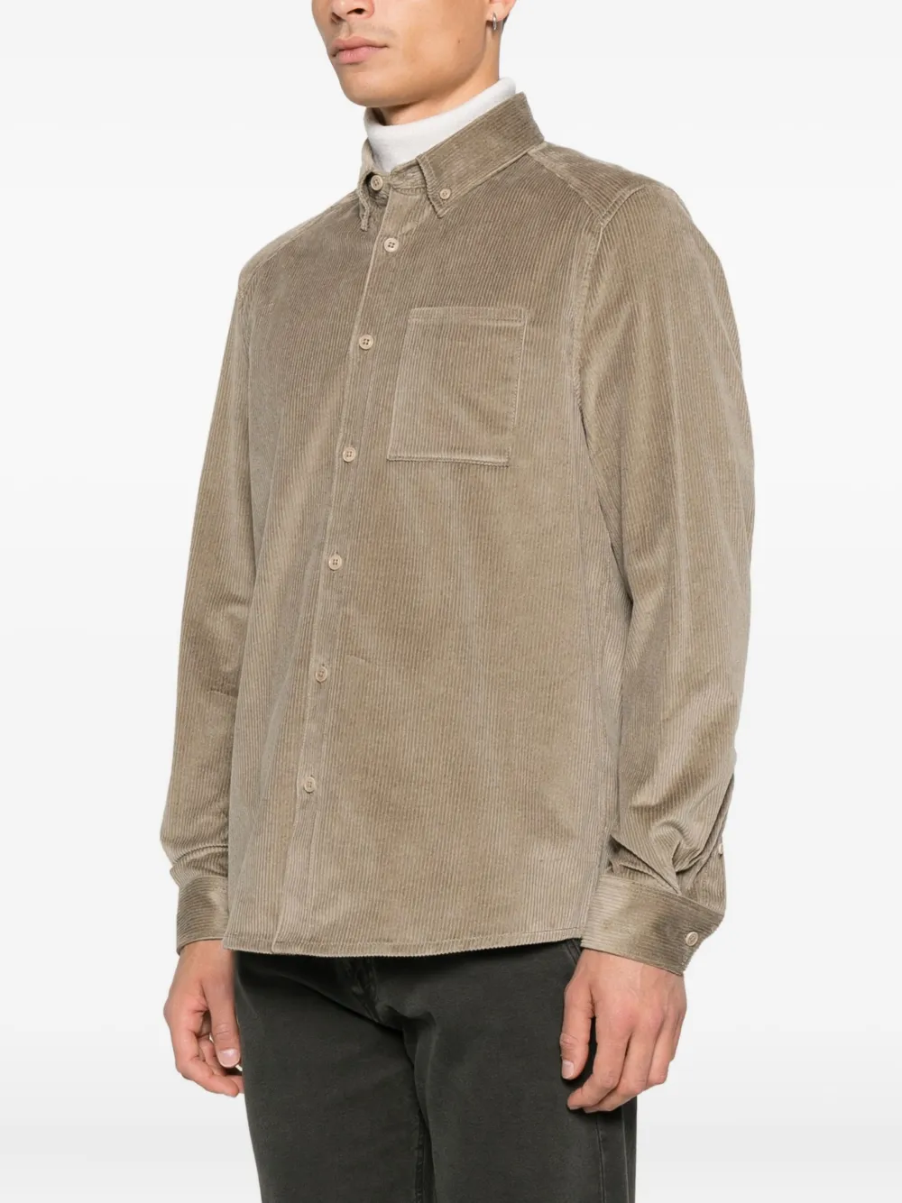 Drykorn Liet ribfluwelen overhemd met knopen Bruin