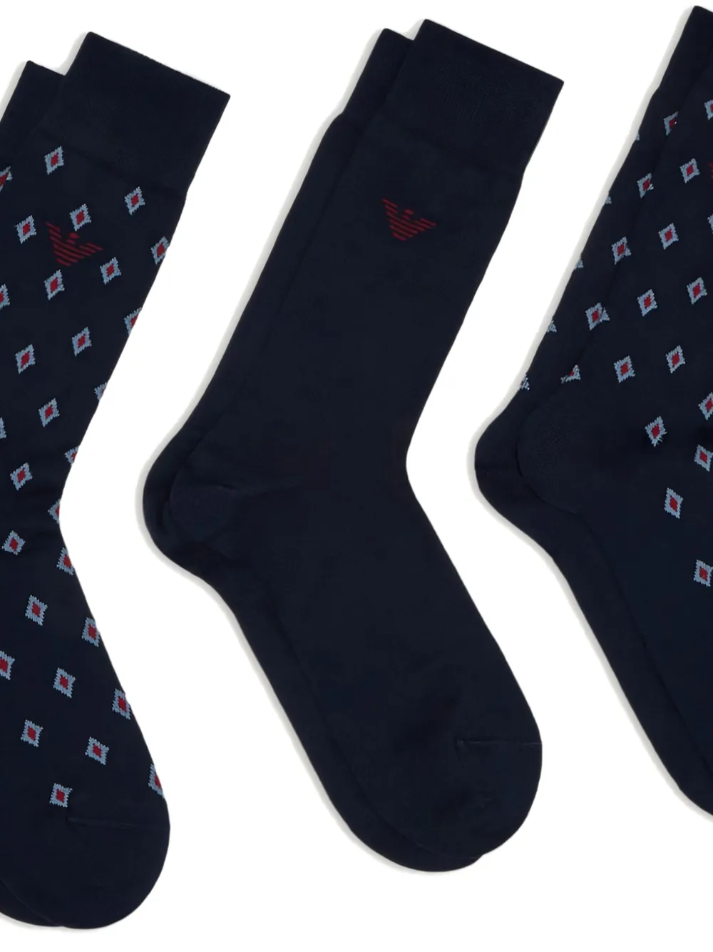 Emporio Armani Geometric-pattern Logo-detail Socks In Blue