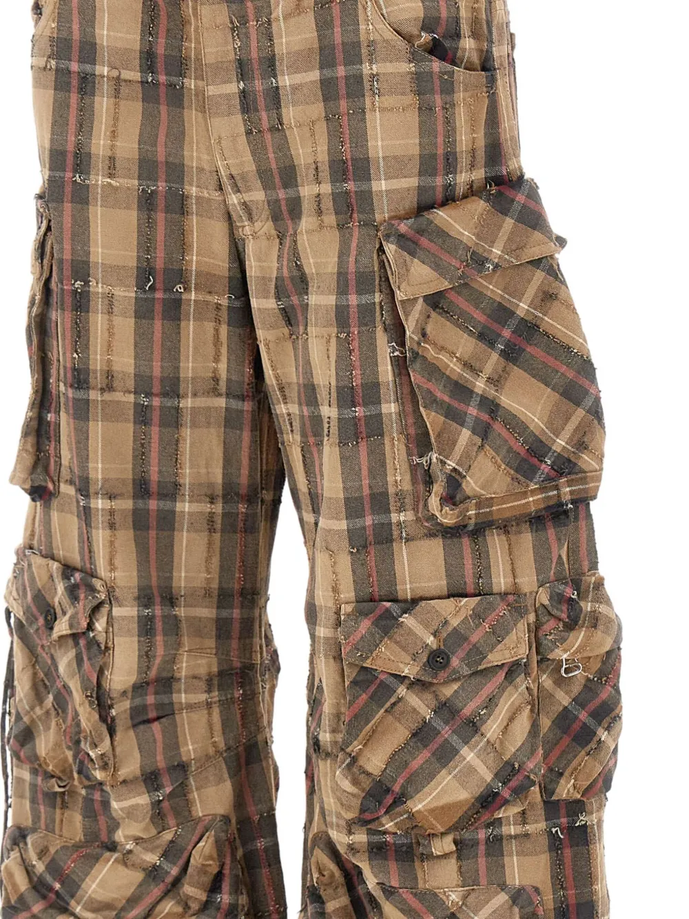 The Attico Geruite broek met meerdere zakken Bruin