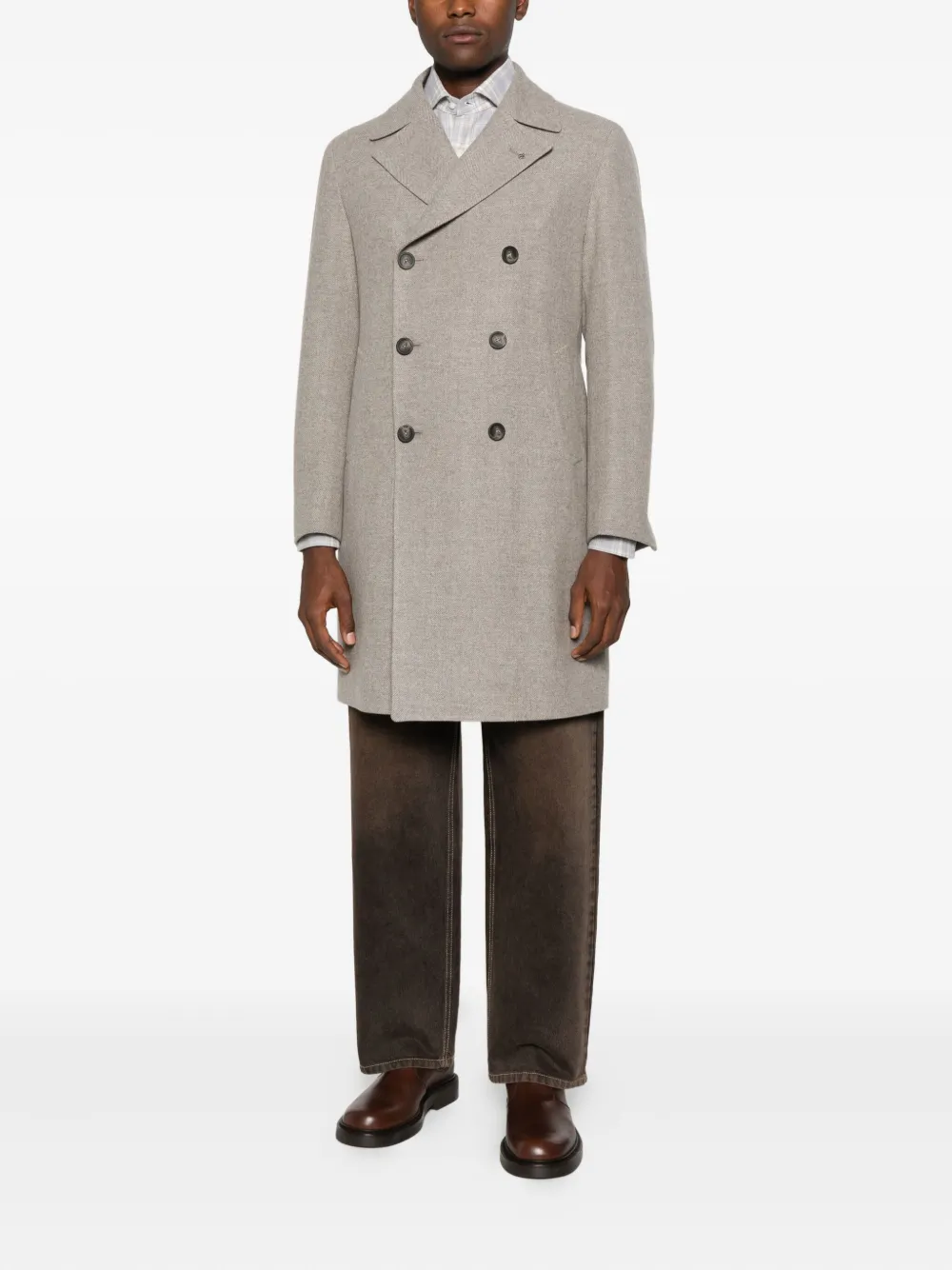 Tagliatore double-breasted herringbone-pattern coat | Double Breasted Coats | Image 2
