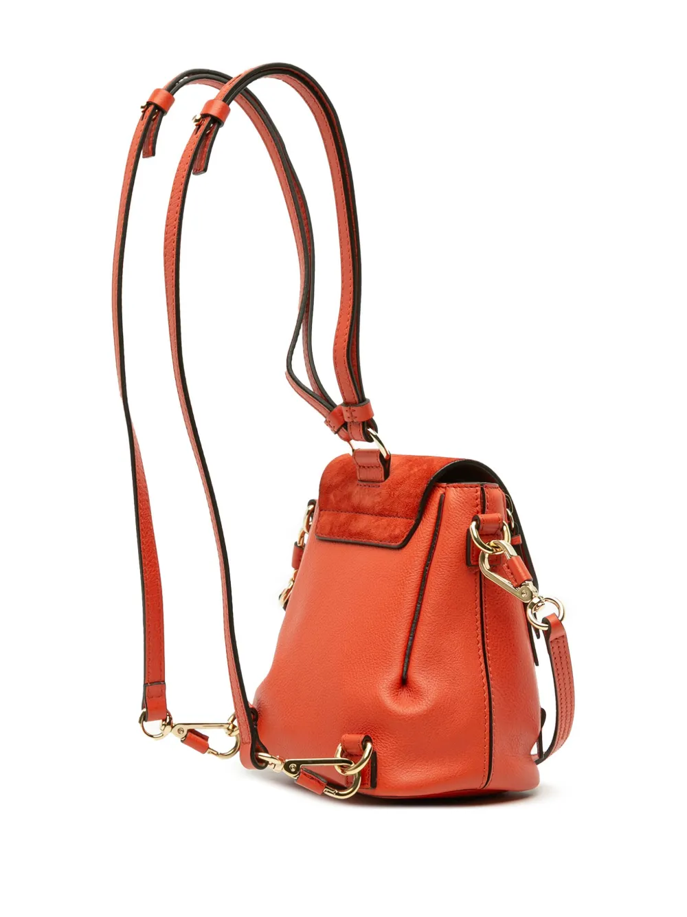 Pre-owned Chloé 2010-2025 Mini Calfskin And Suede Faye Backpack In Orange