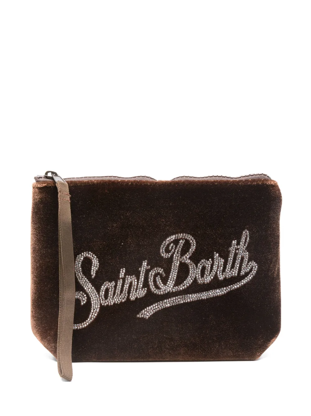 Mc2 Saint Barth Pochette Aline Velvet In Velluto Cammello E Strass In Purple