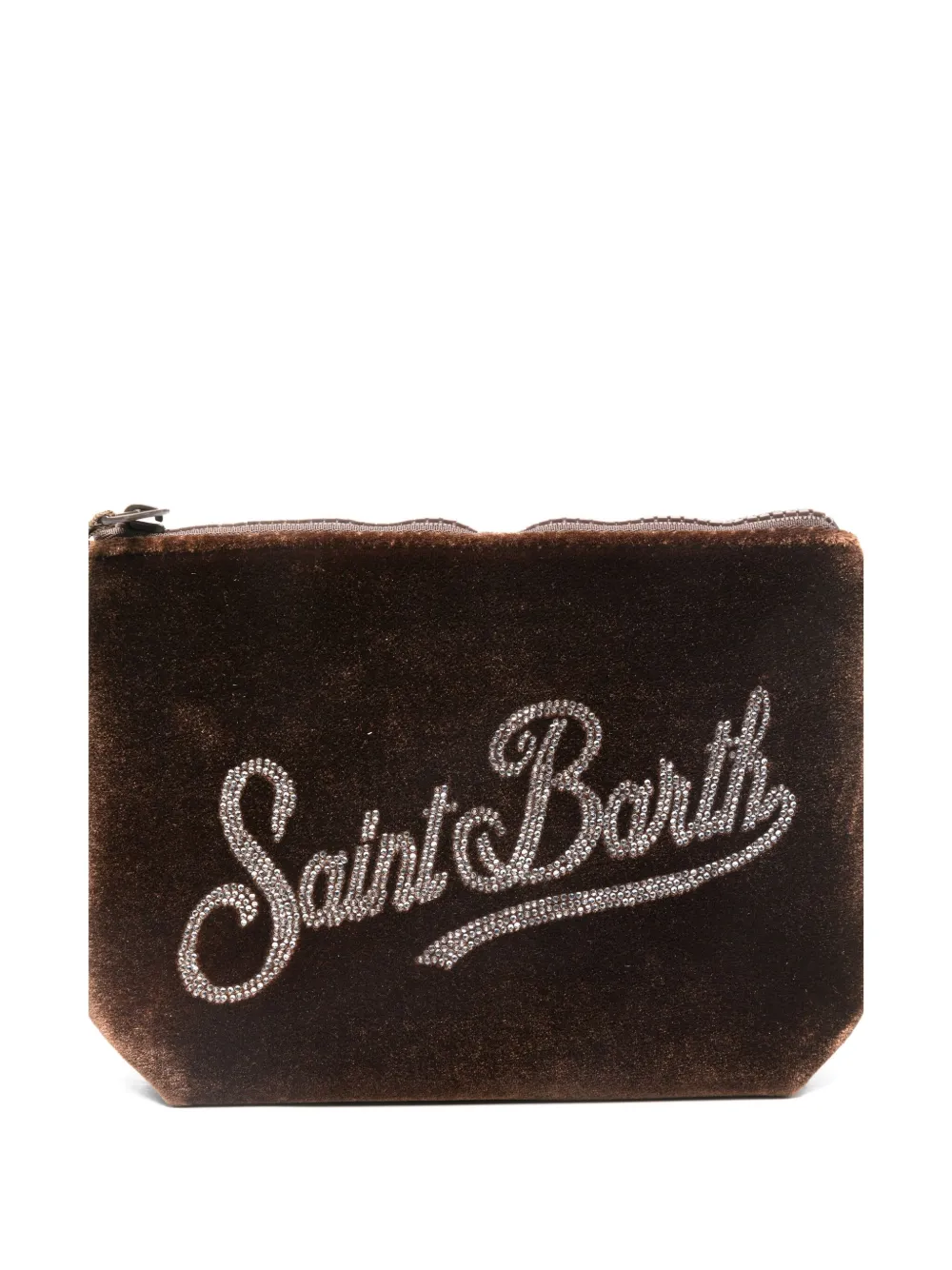 Mc2 Saint Barth Pochette Aline Velvet In Velluto Cammello E Strass In Purple