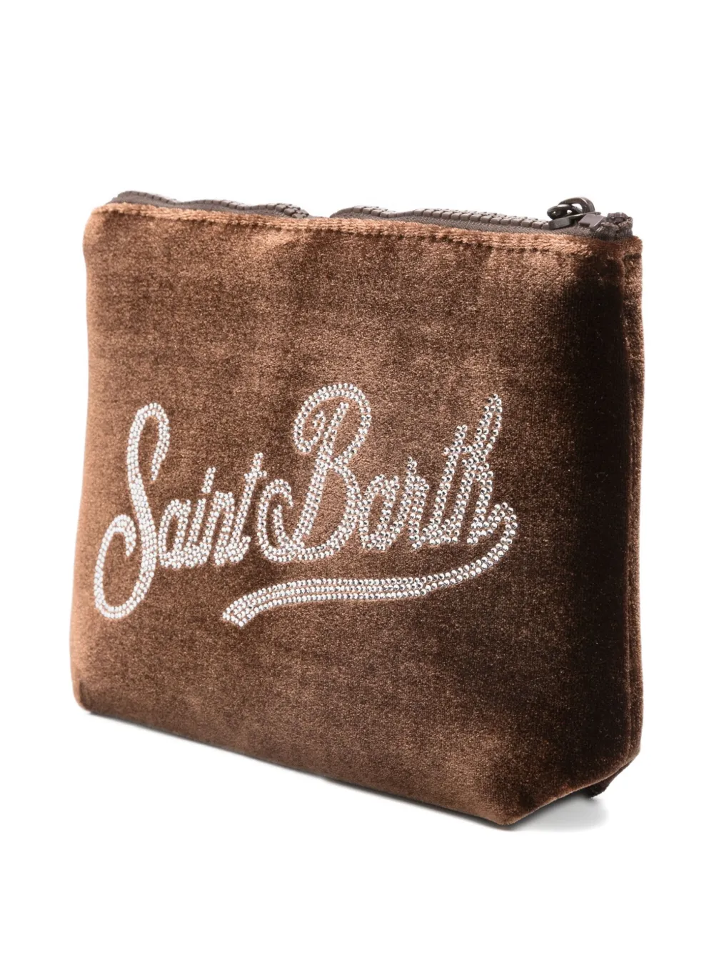Mc2 Saint Barth Pochette Aline Velvet In Velluto Cammello E Strass In Purple