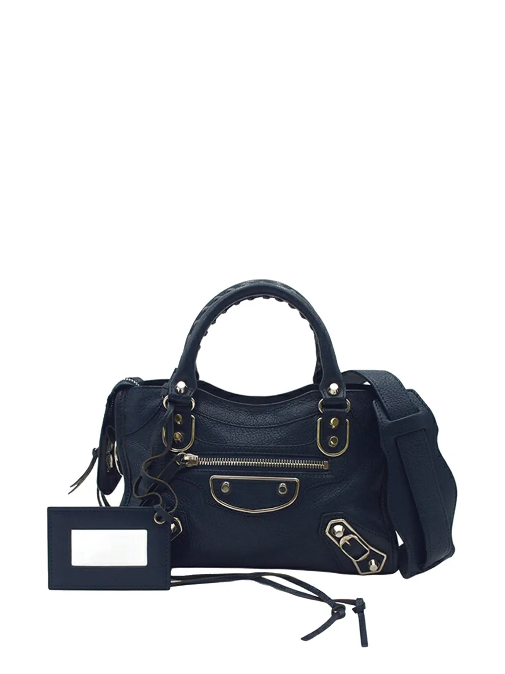 Pre-owned Balenciaga 2005-2025 Mini Chevre Motocross Classic Metallic Edge City Satchel In Blue