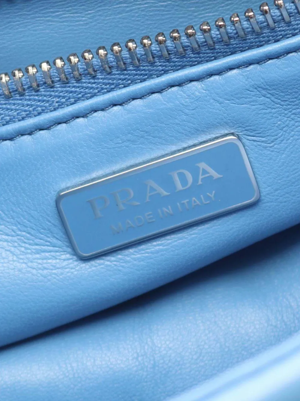 Pre-owned Prada 2013-2025 Nappa Soft Padded Re Edition 2002 Moon Satchel In Blue