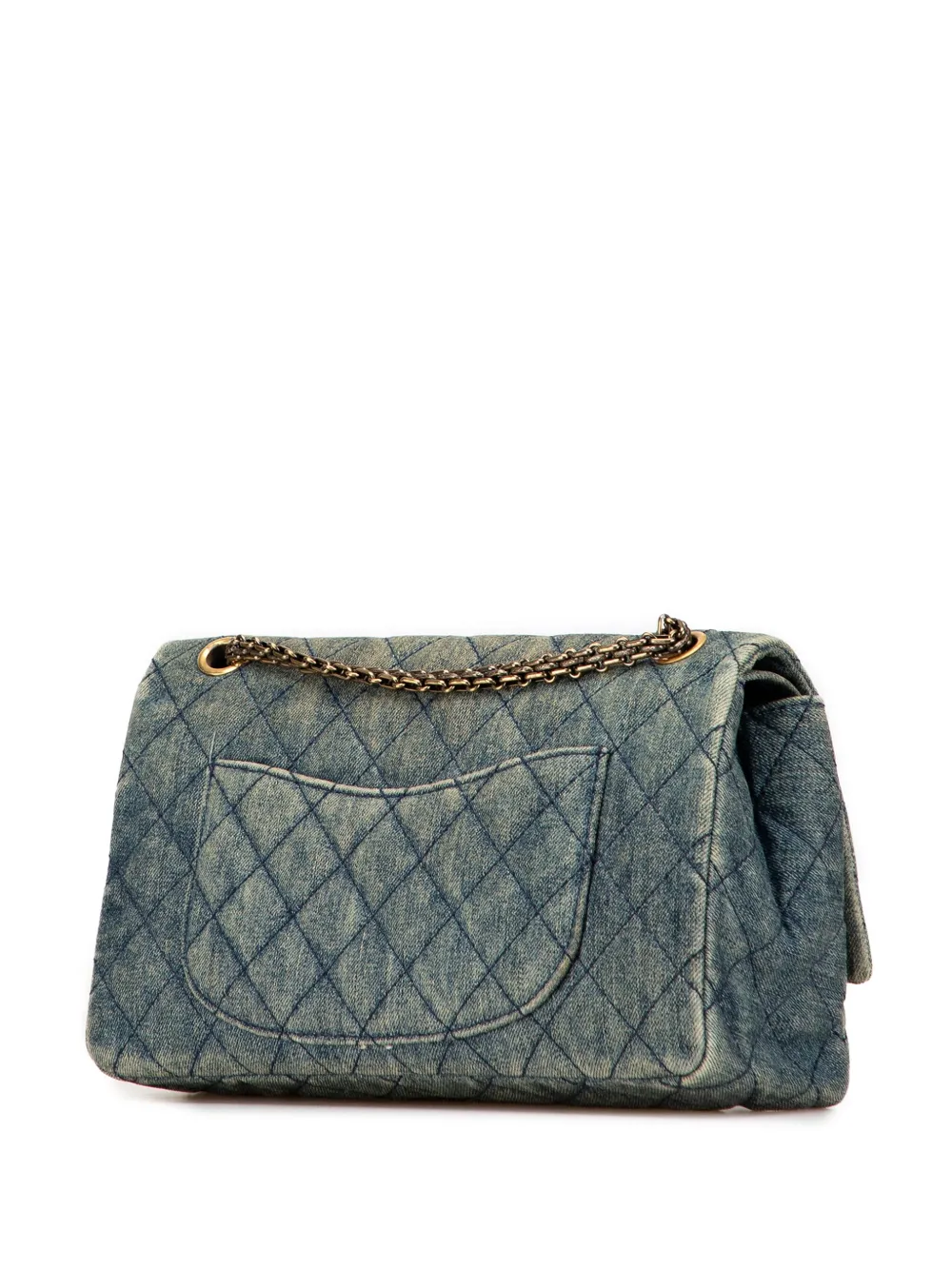 Pre-owned Chanel 2012 Reissue 2.55 Quilted Denim Double Flap 226 Shoulder Bag In Blue