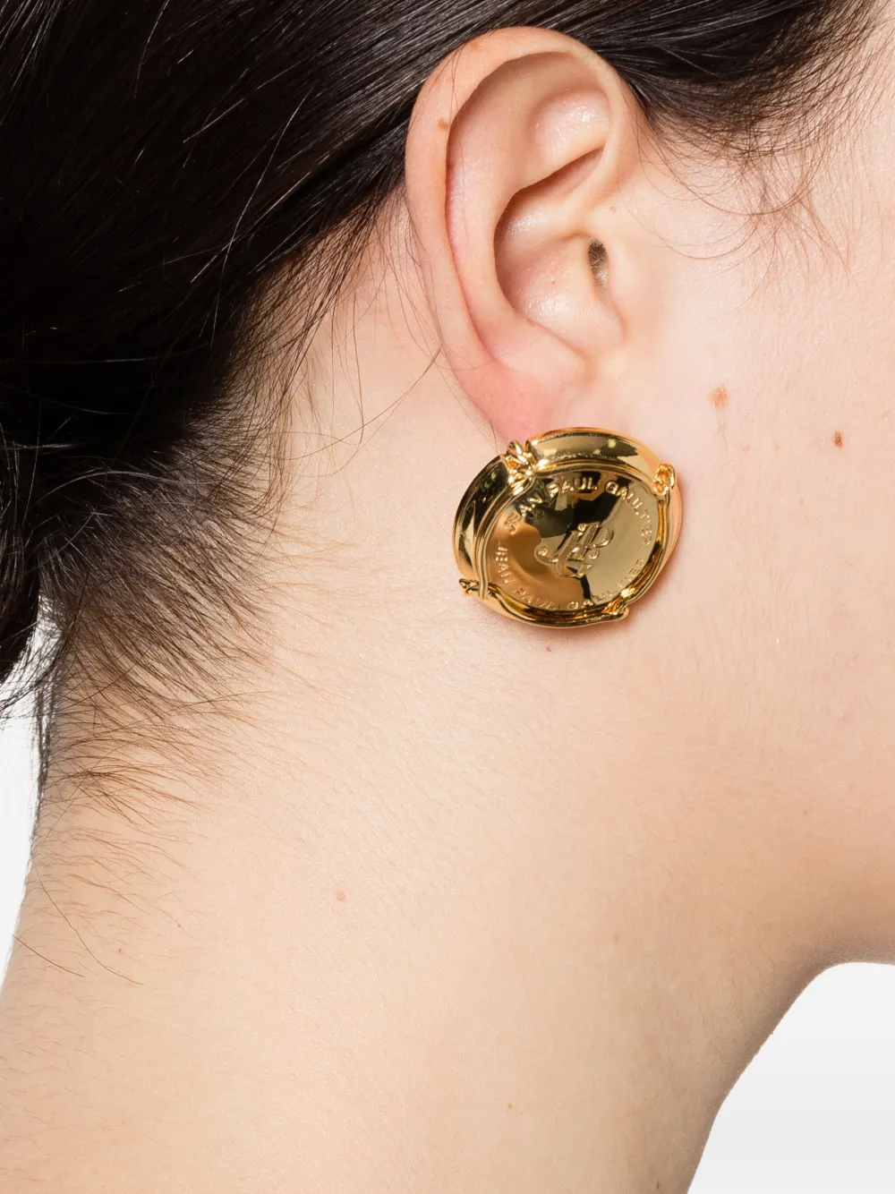 Jean Paul Gaultier logo-engraved earrings - Goud