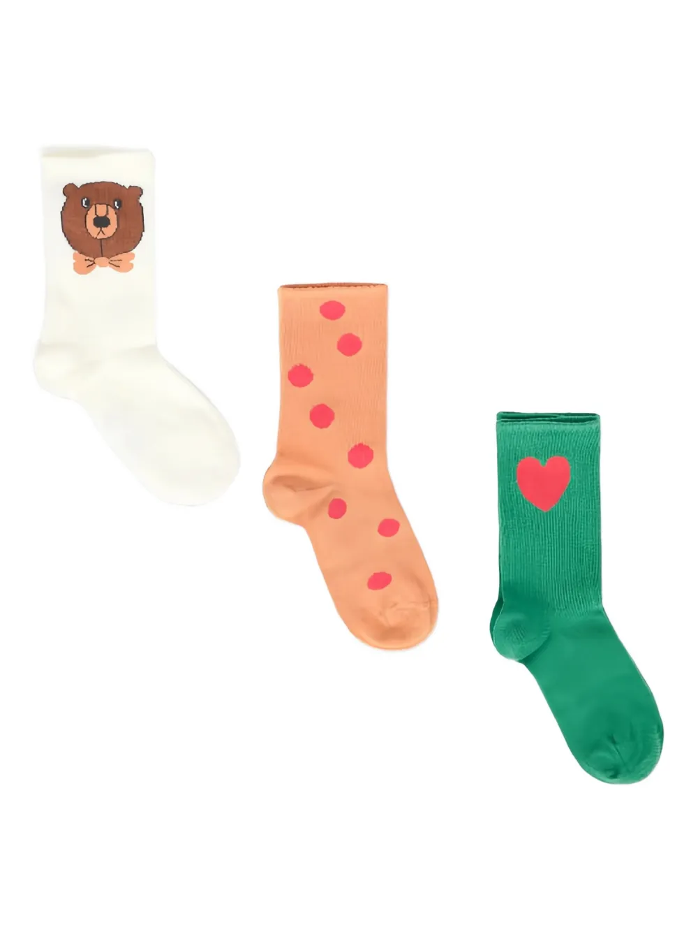 Mini Rodini Bear Socks (pack Of Three) In Neutral