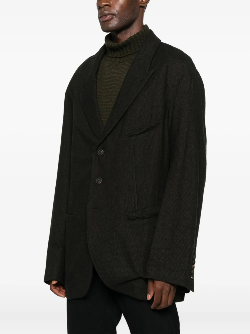 Ziggy Chen Virgin Wool-blend Blazer In Black