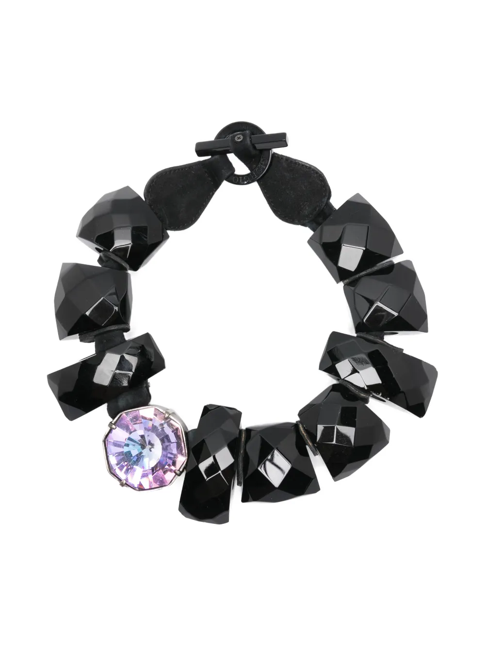 Pre-owned Giorgio Armani 2000s Faceted Necklace In Black