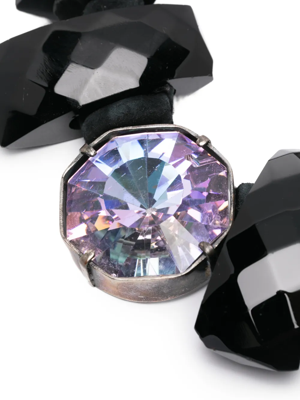 Pre-owned Giorgio Armani 2000s Faceted Necklace In Black