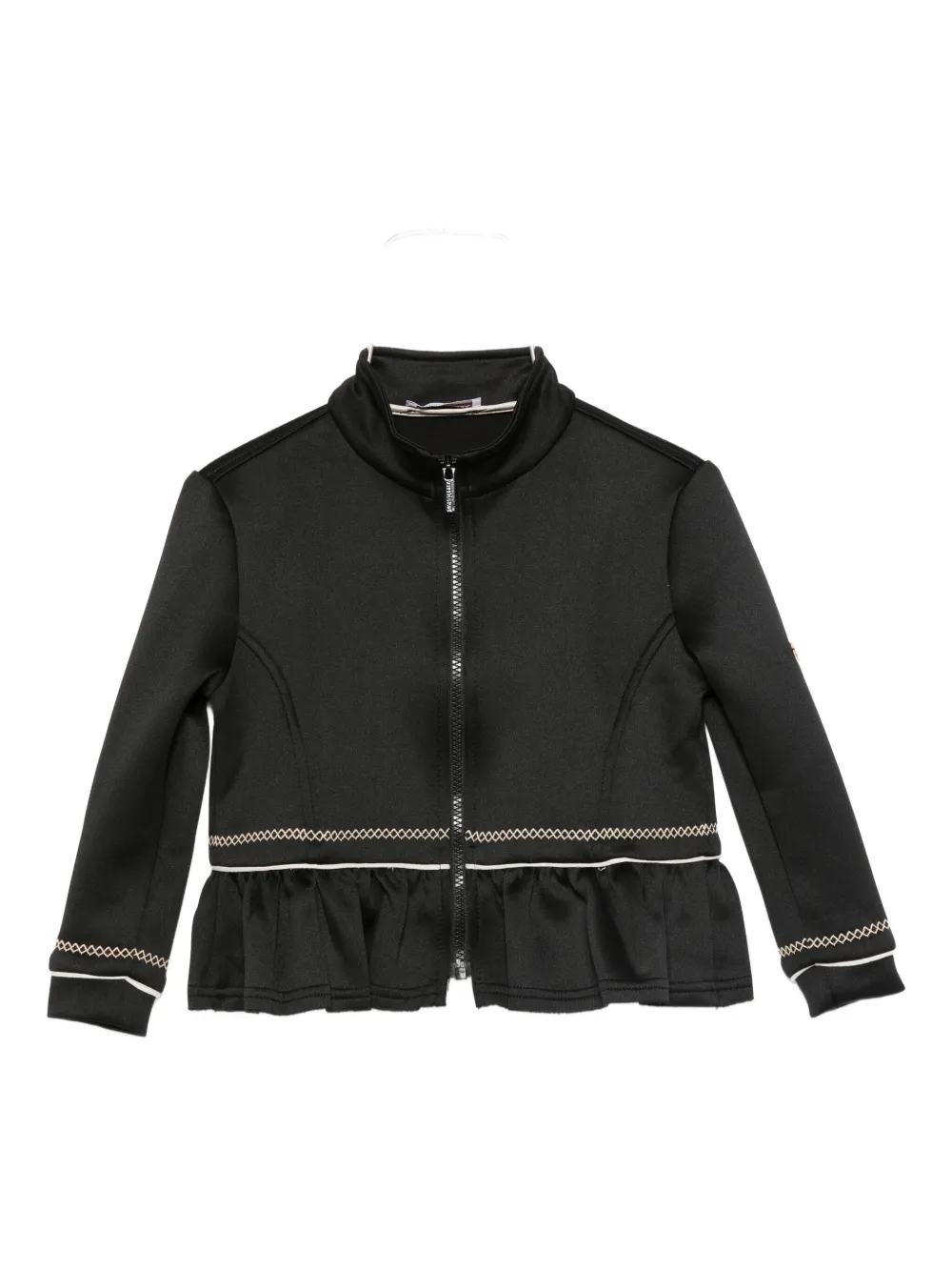 Monnalisa ruffled zip-up jacket | Black | Image 1