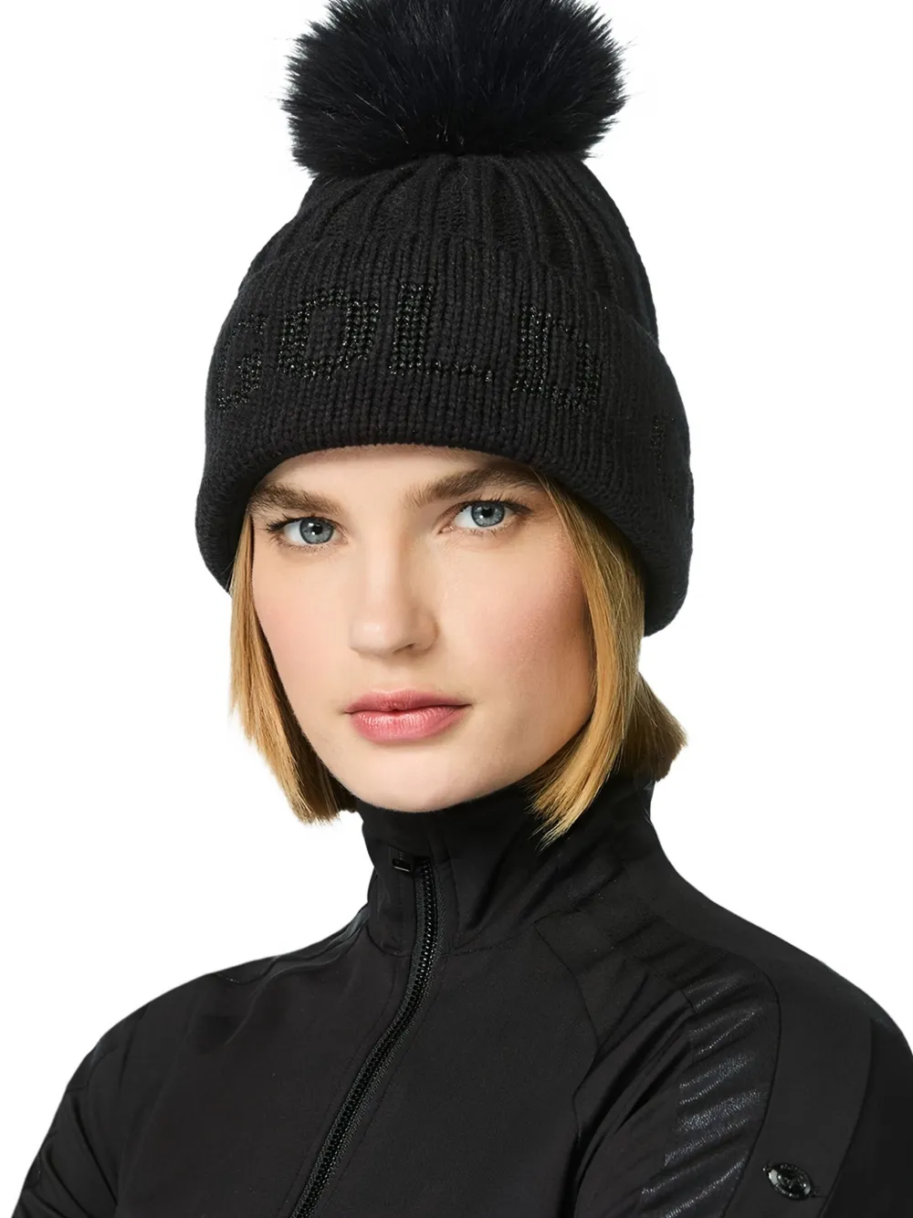 Goldbergh Hodd Beanie pompom beanie hat - Zwart